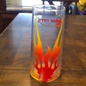 Vibrant Red and Yellow Flame Glass  sin city glass